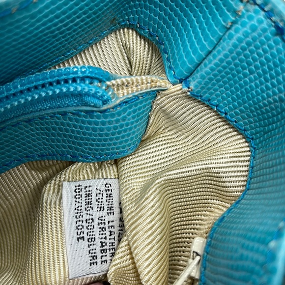 Talbots Vintage 1980s Teal Leather Bamboo Bag - Picture 13 of 16